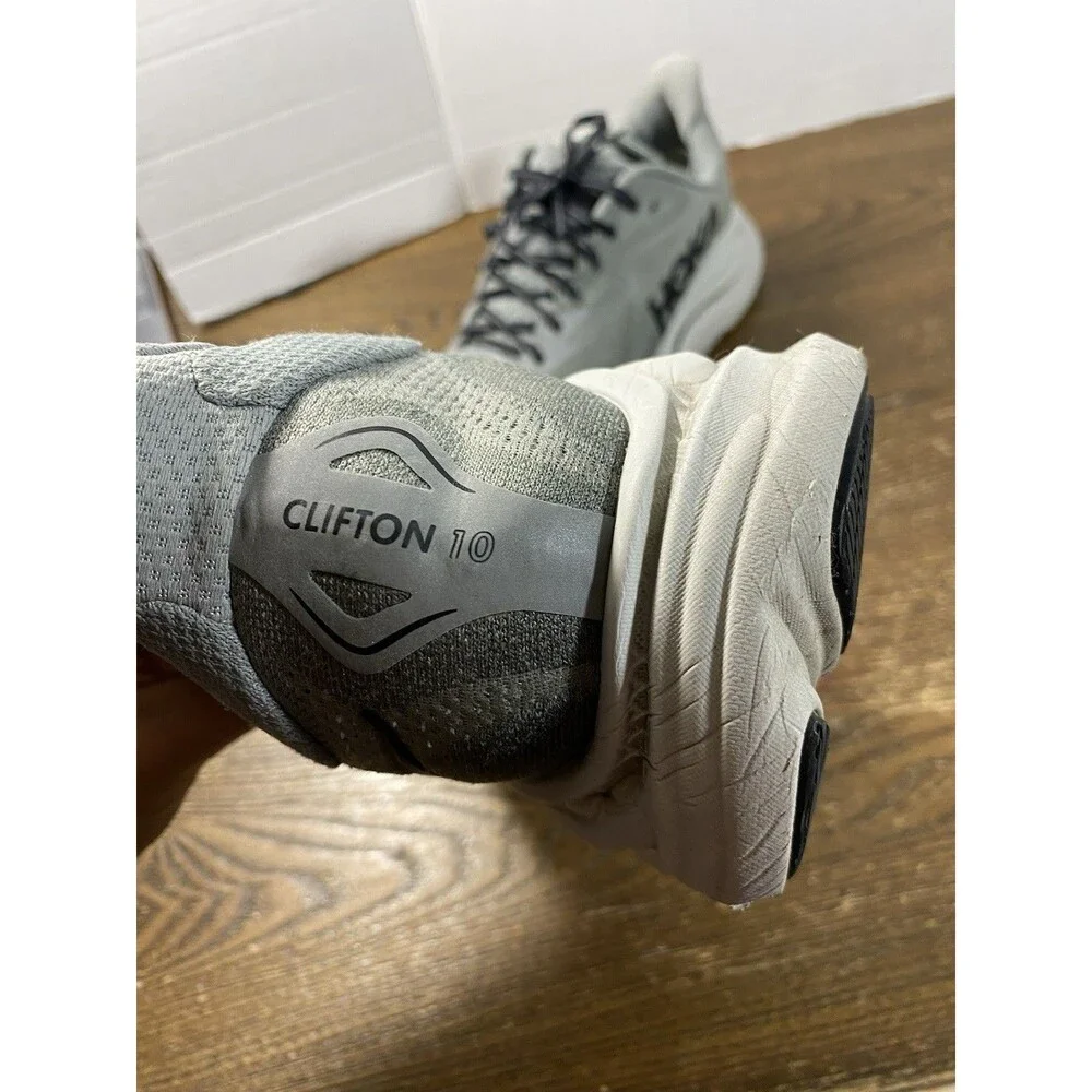 HOKA One One Clifton 10 1162030 GYST Grey /White/Black Mens Size 12 D F27525C